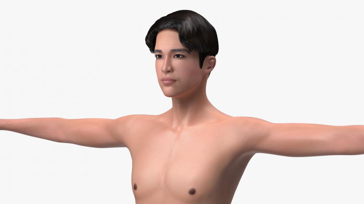 3D Chinese Man Underwear T-Pose model