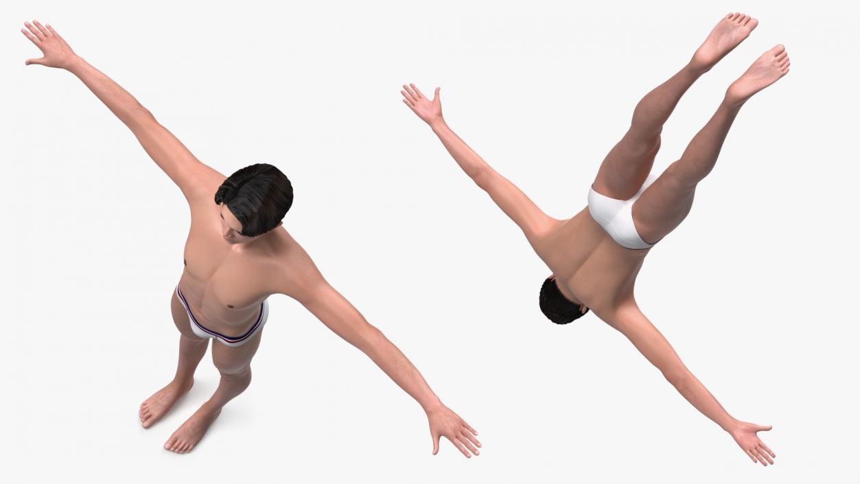 3D Chinese Man Underwear T-Pose model