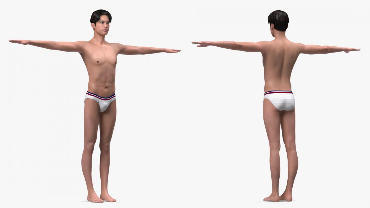 3D Chinese Man Underwear T-Pose model