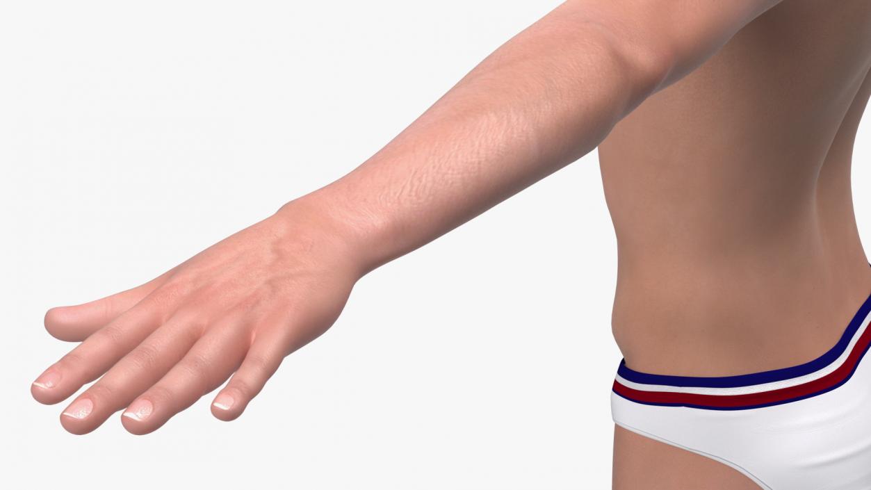 3D Chinese Man Underwear T-Pose model