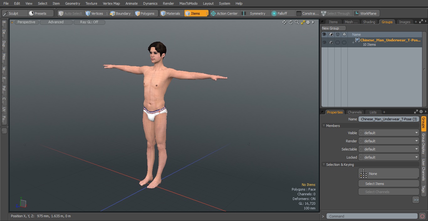 3D Chinese Man Underwear T-Pose model