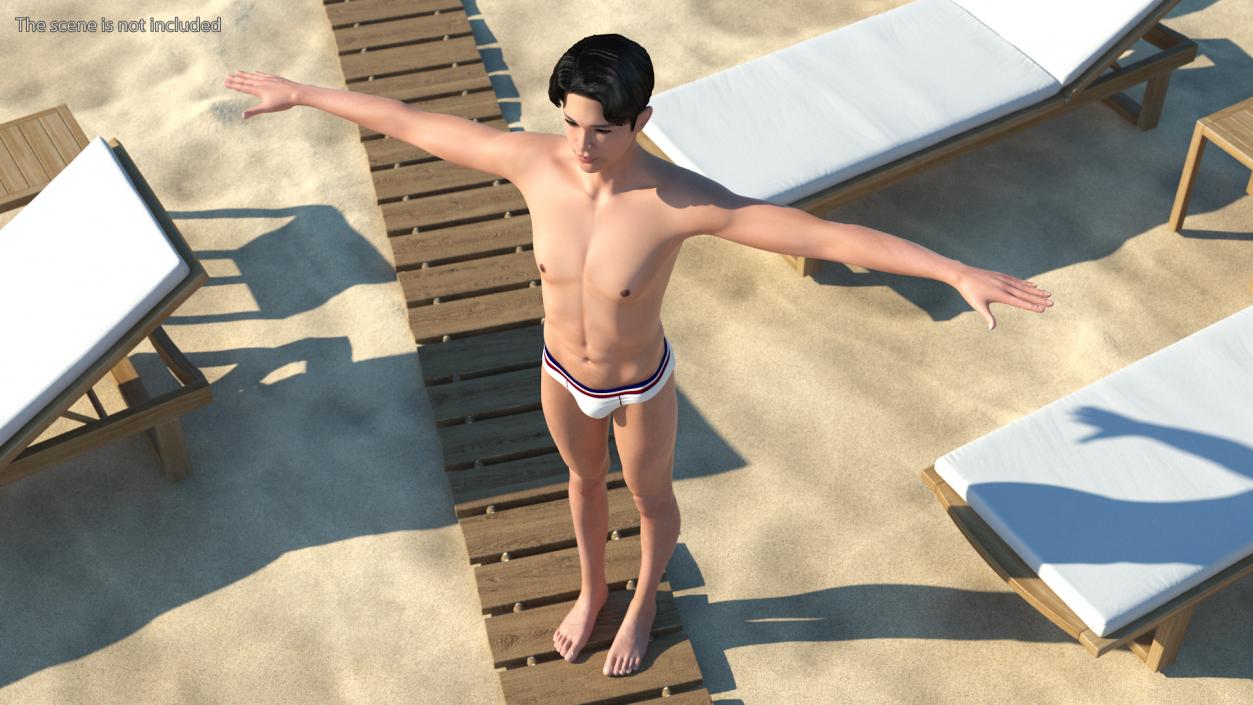 3D Chinese Man Underwear T-Pose model