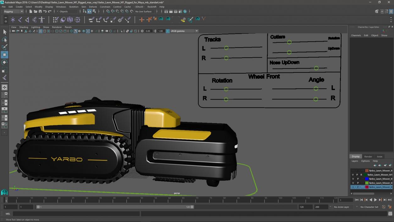3D model Yarbo Lawn Mower M1 Rigged for Maya