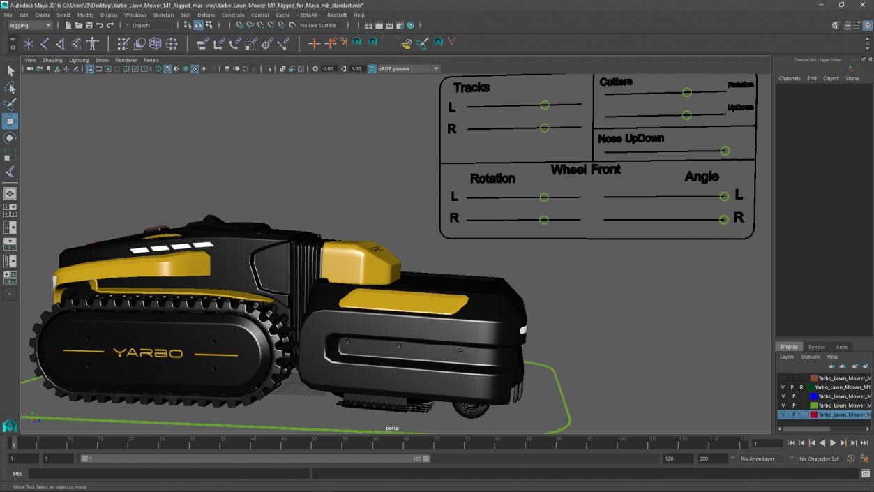 3D model Yarbo Lawn Mower M1 Rigged for Maya