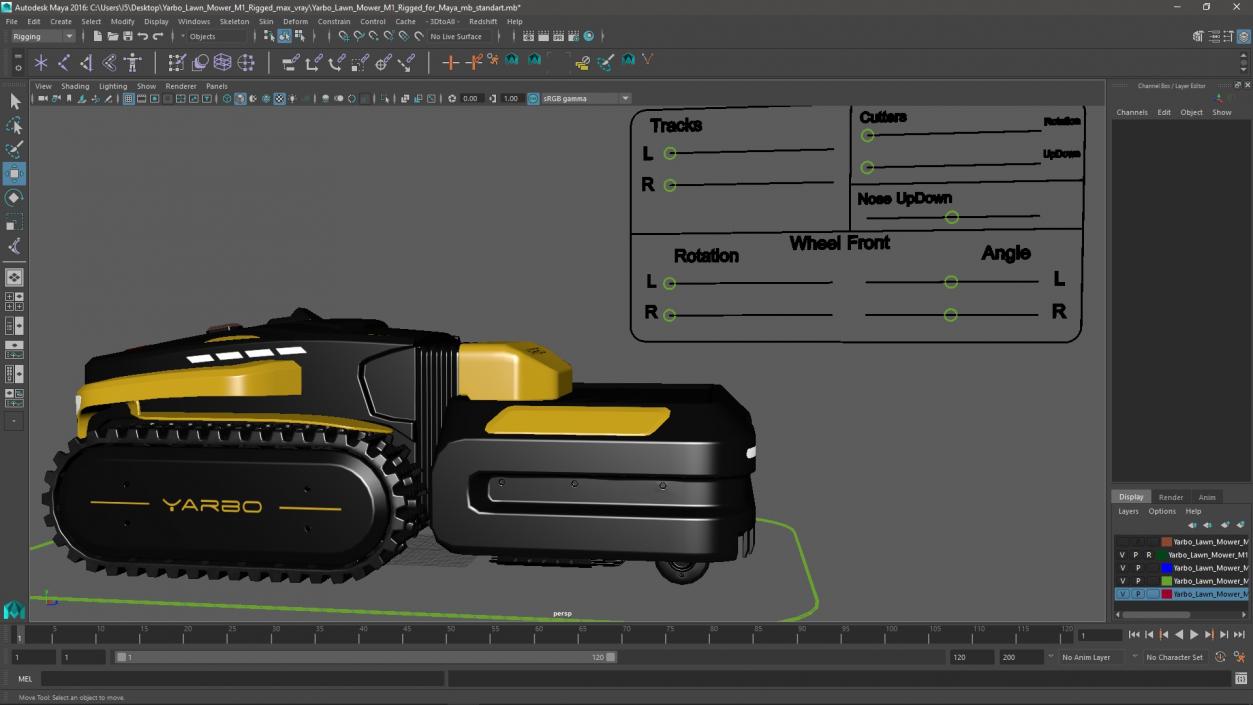 3D model Yarbo Lawn Mower M1 Rigged for Maya