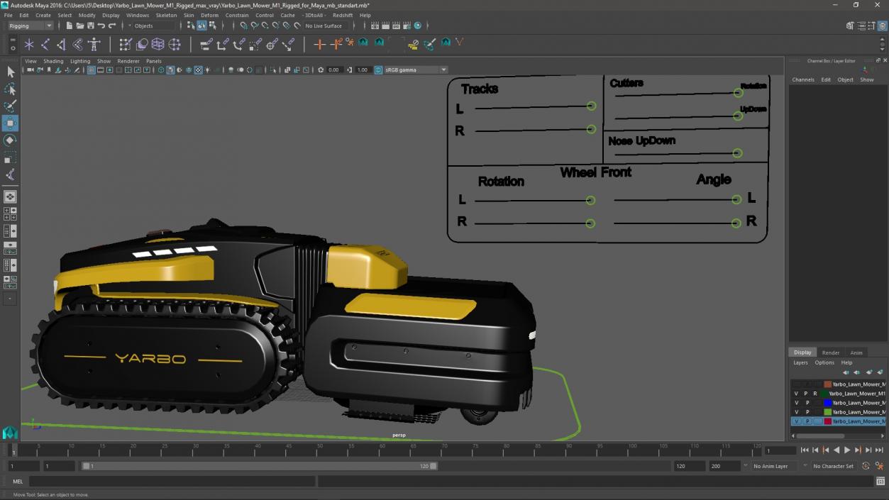 3D model Yarbo Lawn Mower M1 Rigged for Maya