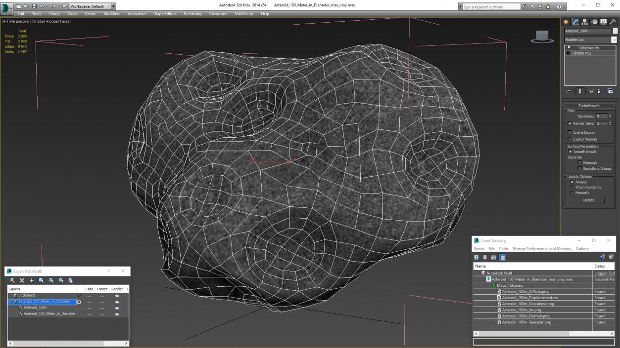 3D model Asteroid 100 Meter in Diameter