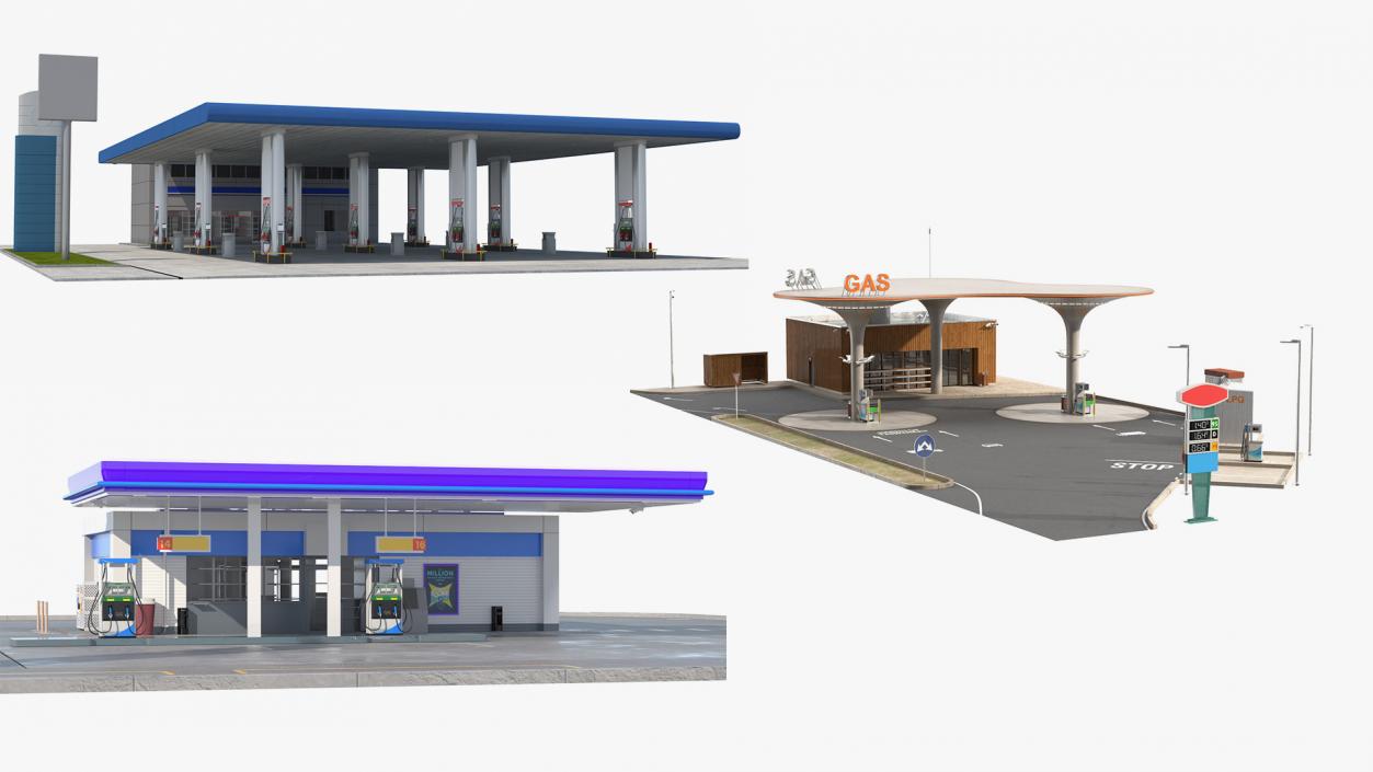 3D Petrol Stations Collection