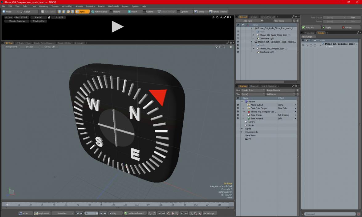 3D iPhone iOS Compass Icon model