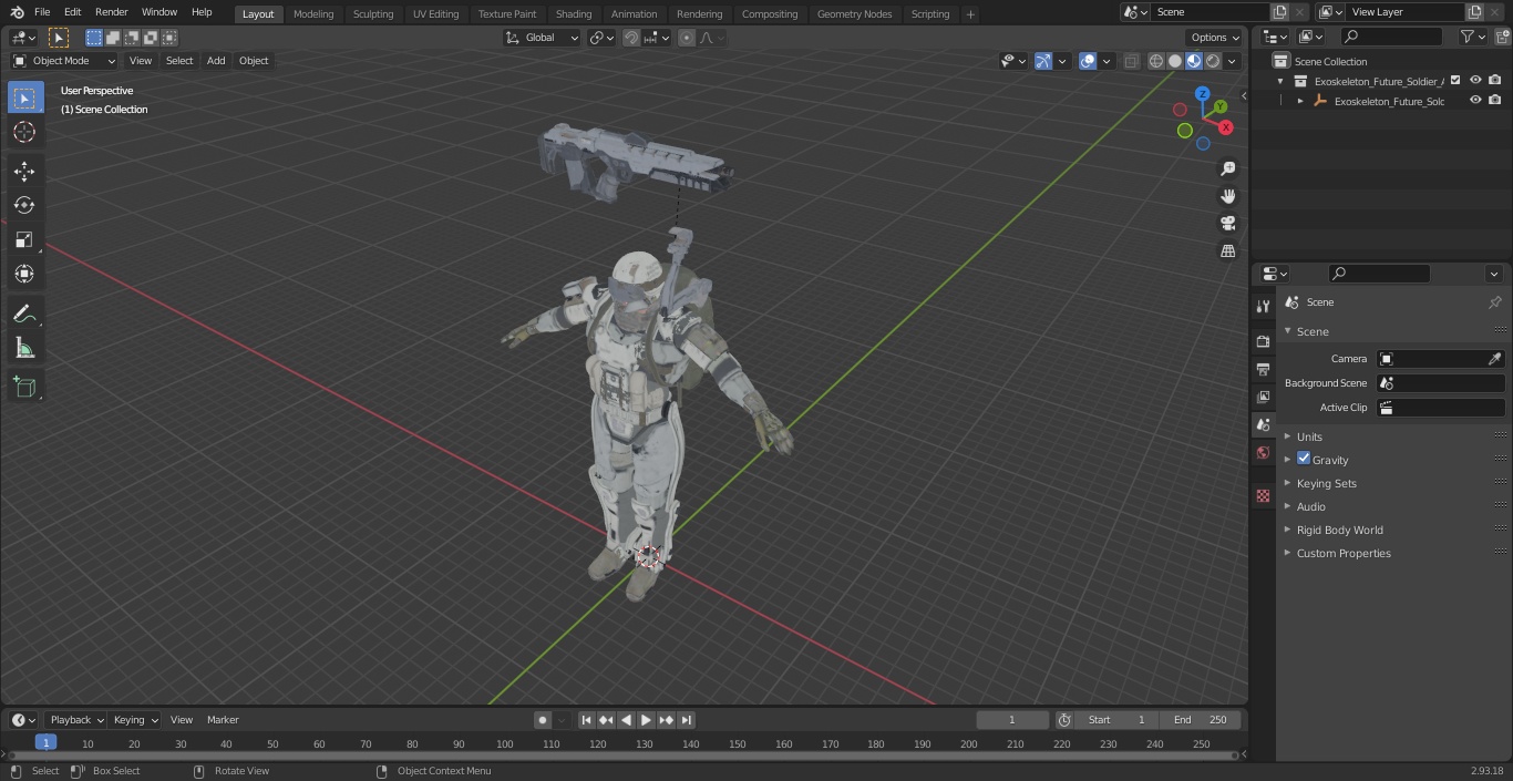 3D Exoskeleton Future Soldier A-pose model