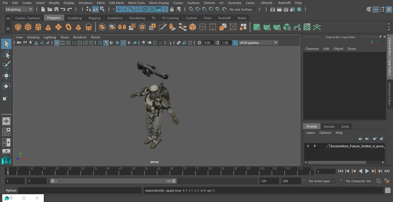 3D Exoskeleton Future Soldier A-pose model