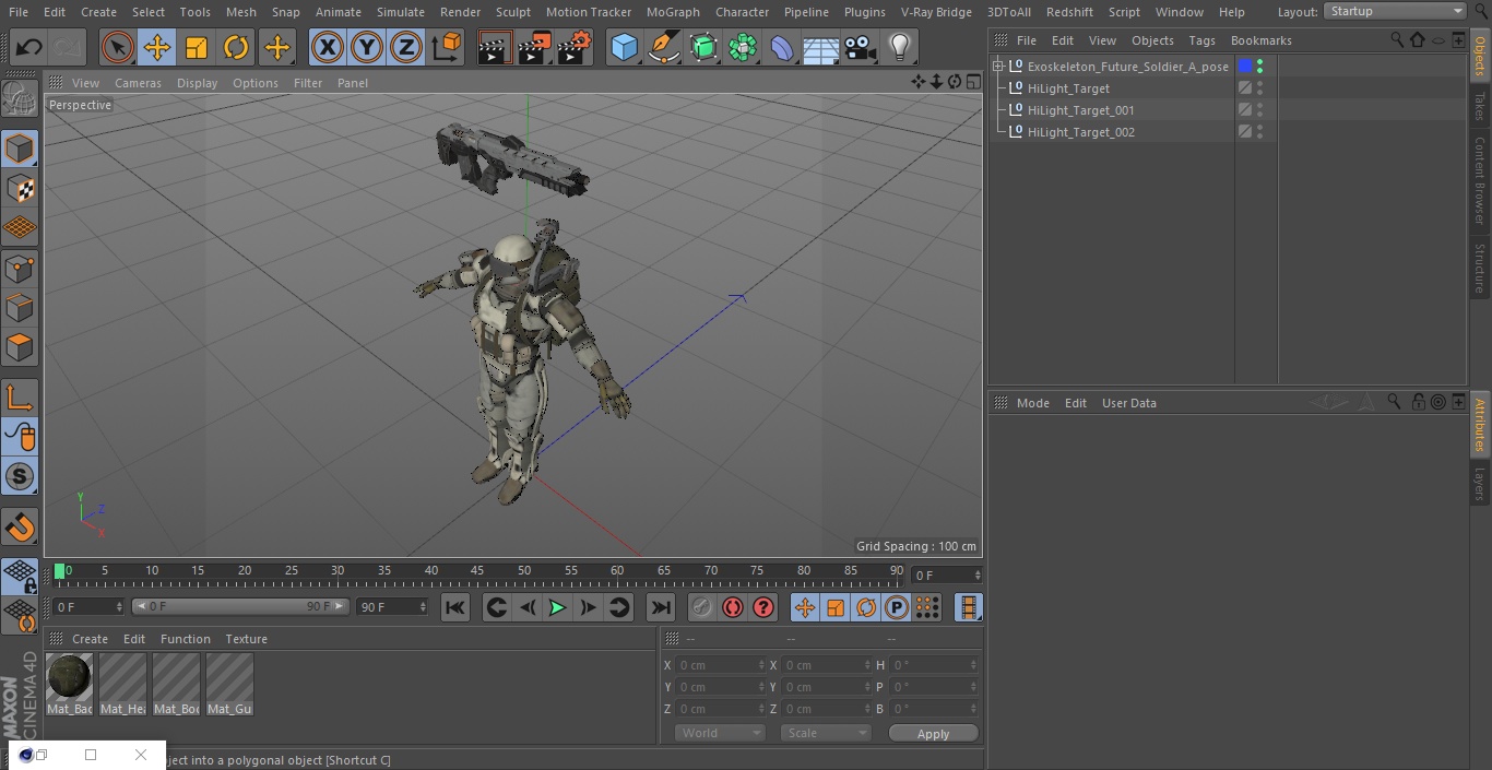 3D Exoskeleton Future Soldier A-pose model