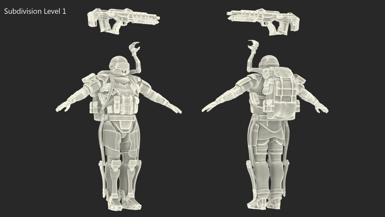 3D Exoskeleton Future Soldier A-pose model