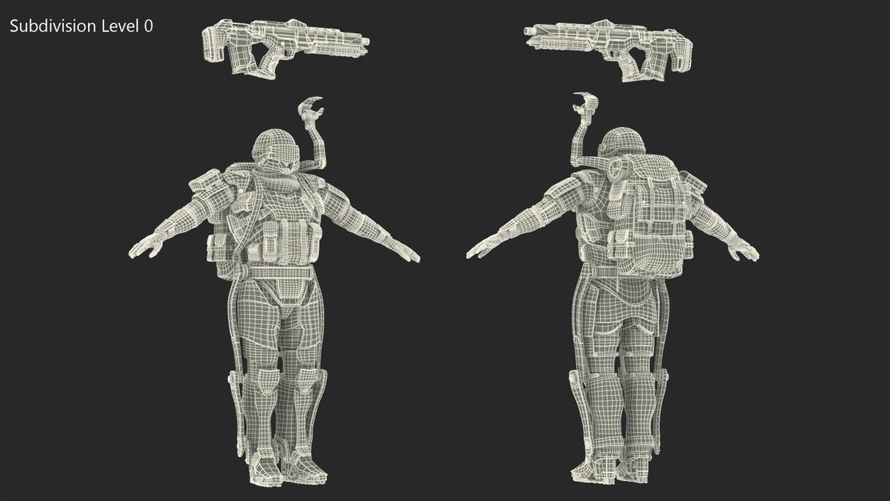 3D Exoskeleton Future Soldier A-pose model