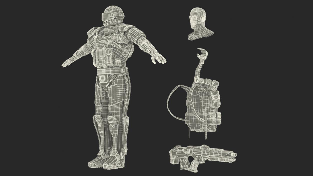 3D Exoskeleton Future Soldier A-pose model