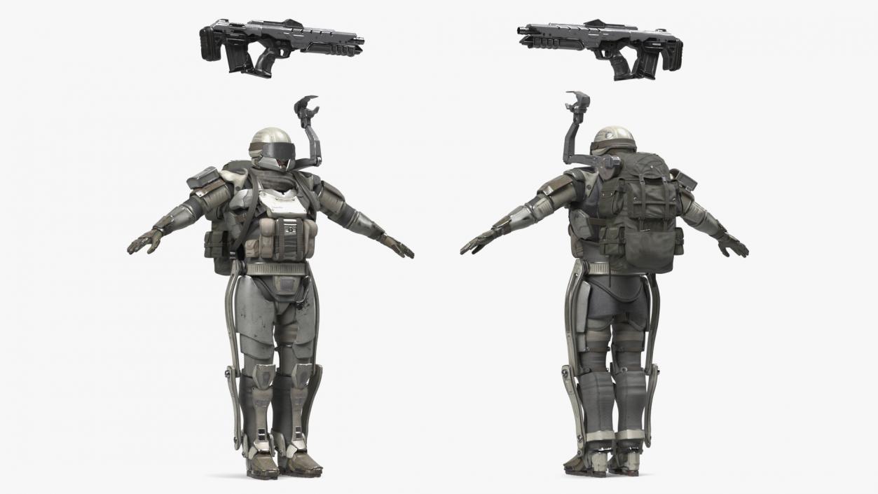 3D Exoskeleton Future Soldier A-pose model