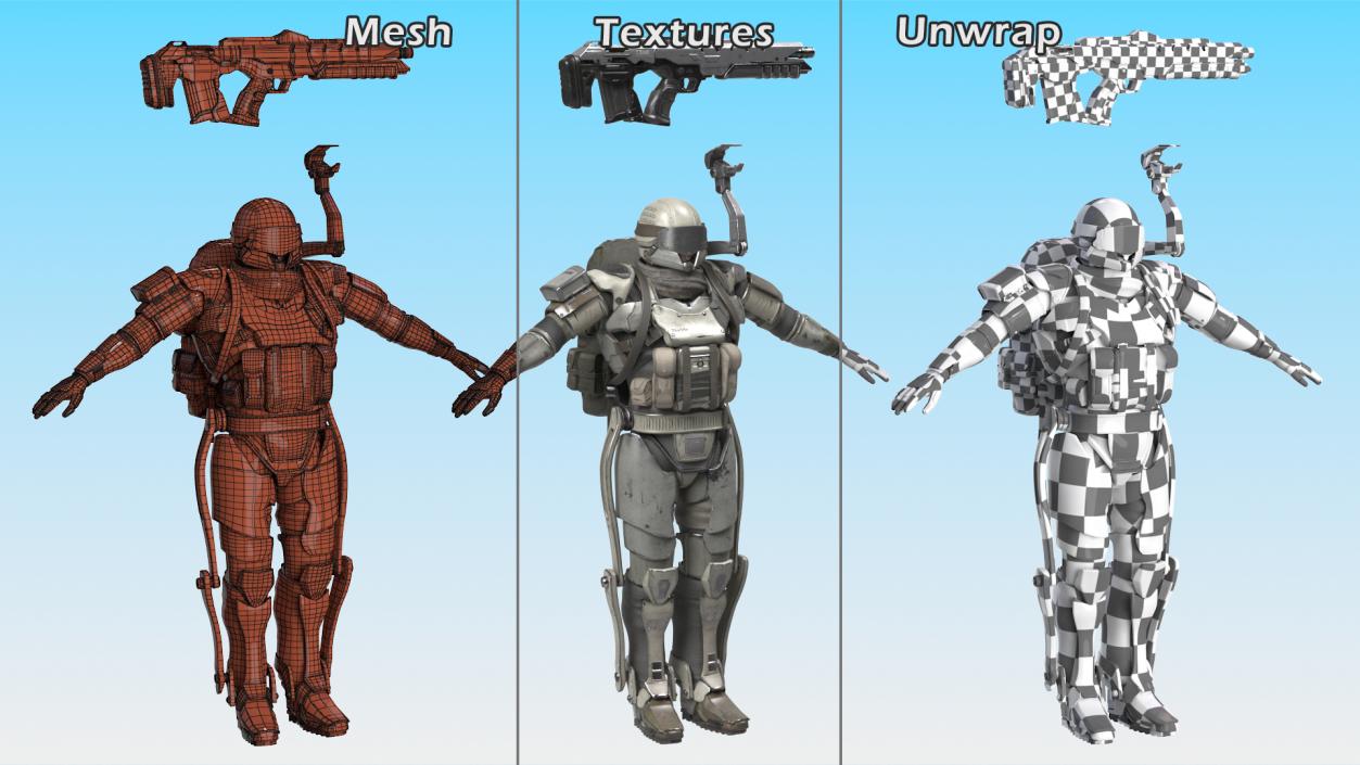 3D Exoskeleton Future Soldier A-pose model