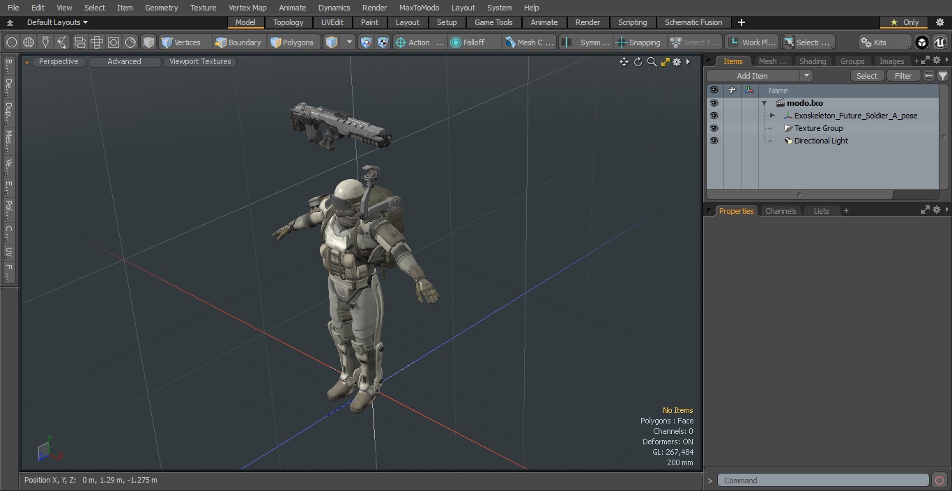 3D Exoskeleton Future Soldier A-pose model