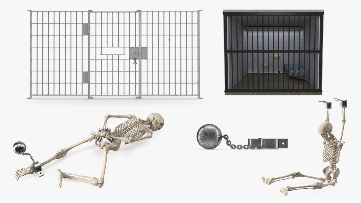 Prison Space with Male Skeleton Collection 2 3D model