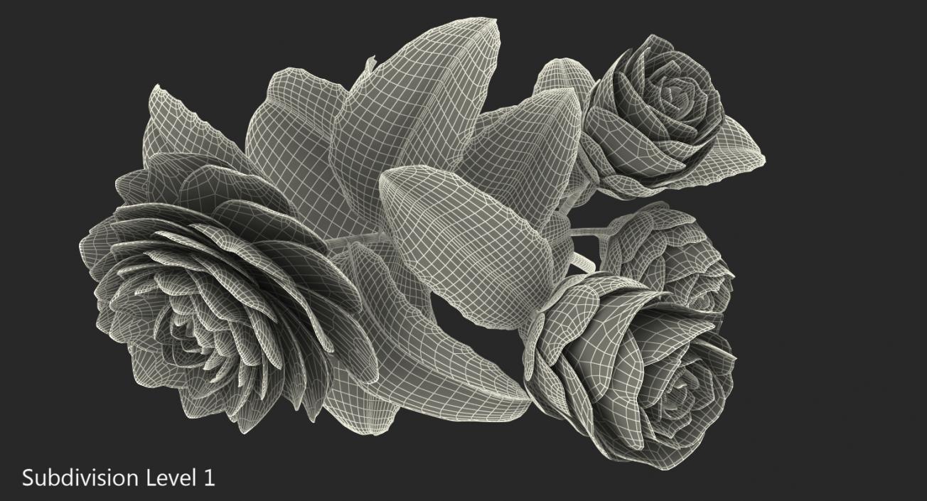 3D White Camellia Flower