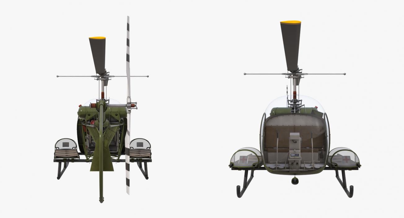 3D Bell H-13 Sioux United States Army Rigged