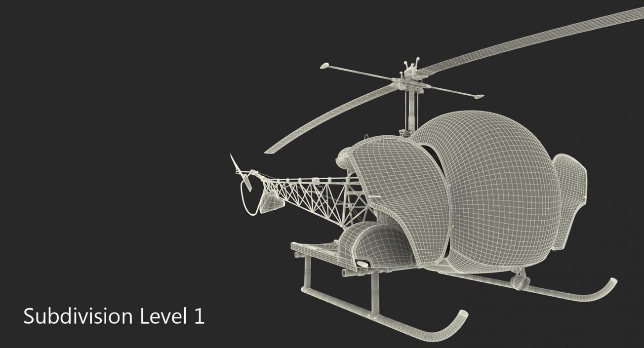 3D Bell H-13 Sioux United States Army Rigged