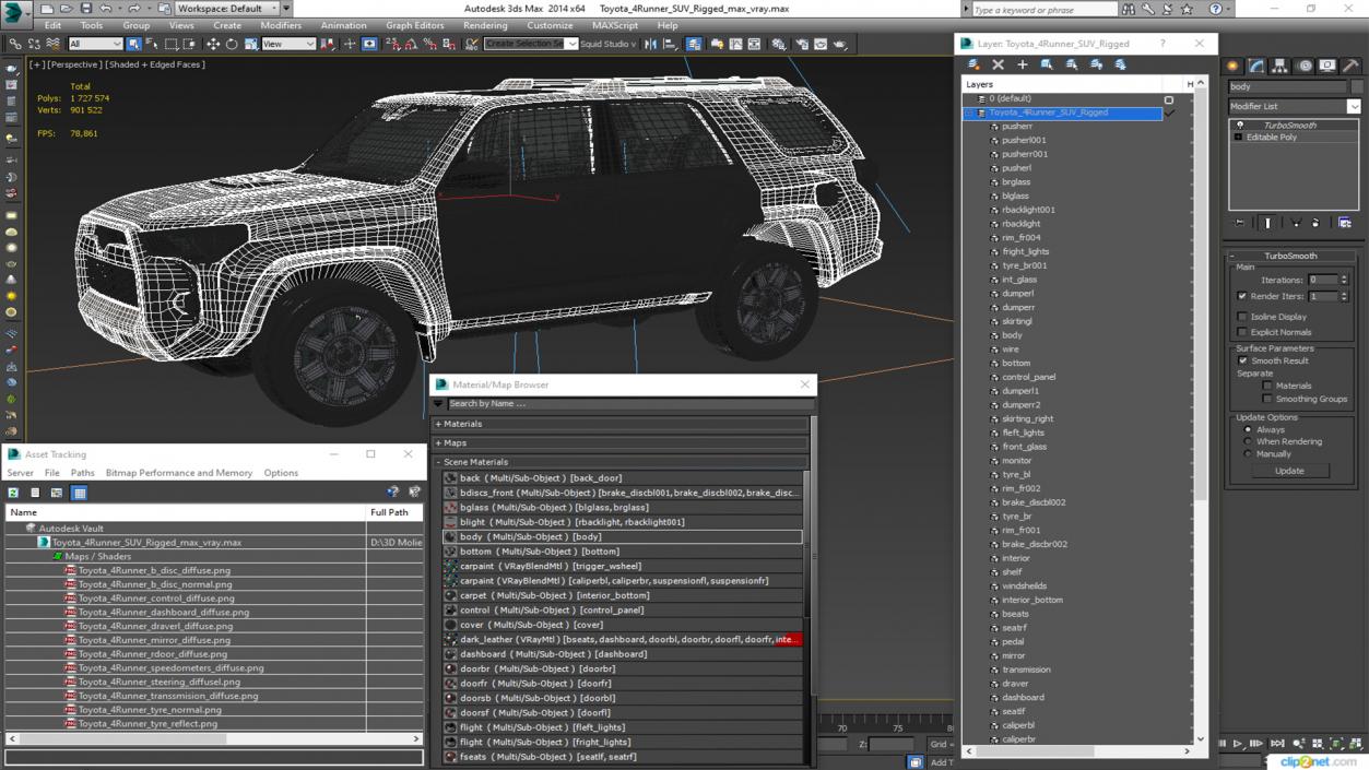 3D model Toyota 4Runner SUV Rigged