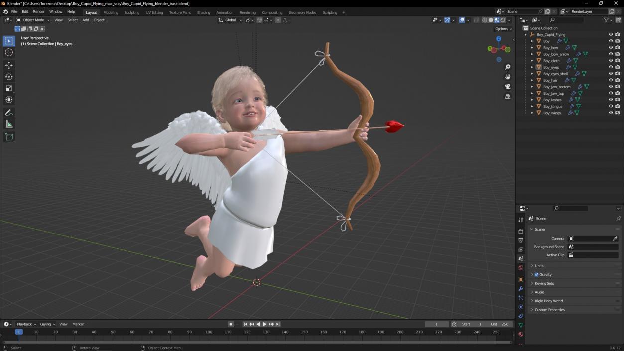 3D Boy Cupid Flying