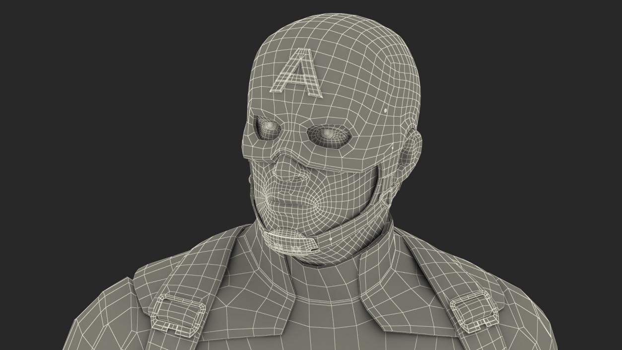 Captain America Standing in Worn Suit 3D