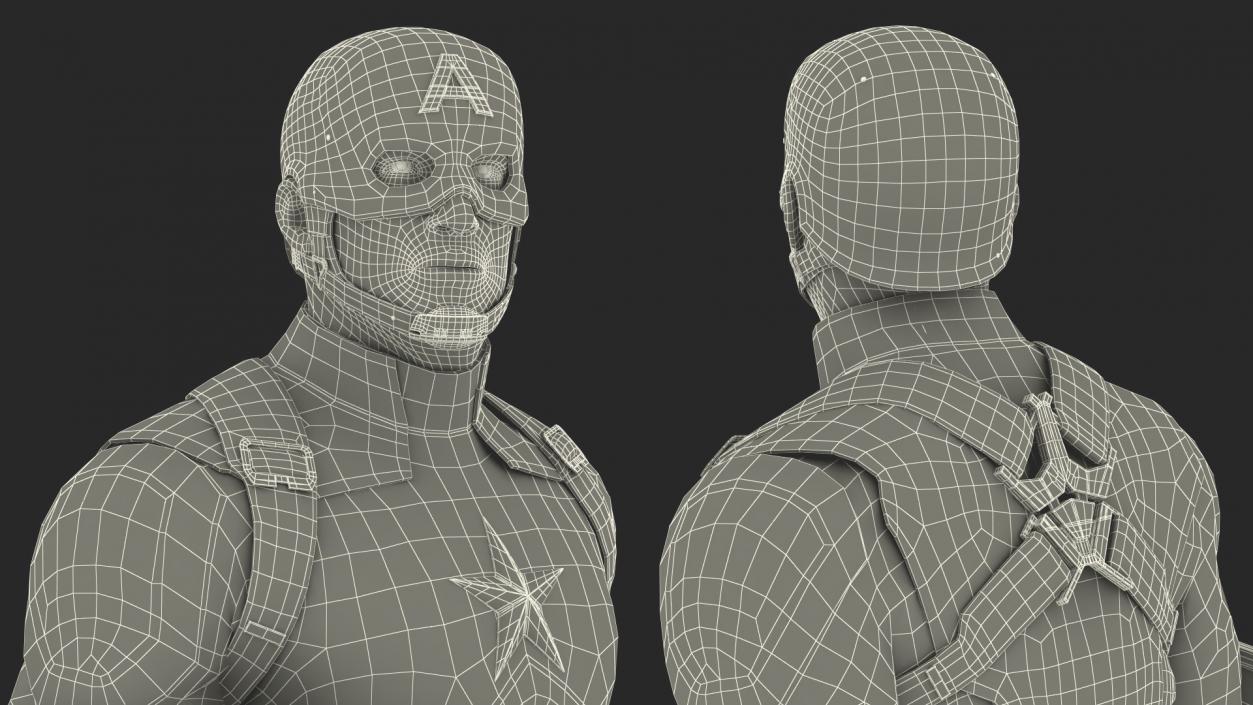 Captain America Standing in Worn Suit 3D