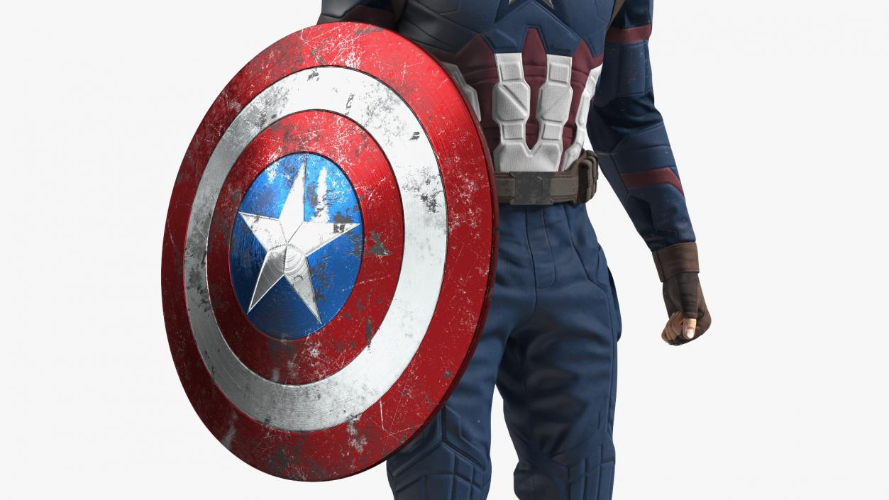 Captain America Standing in Worn Suit 3D