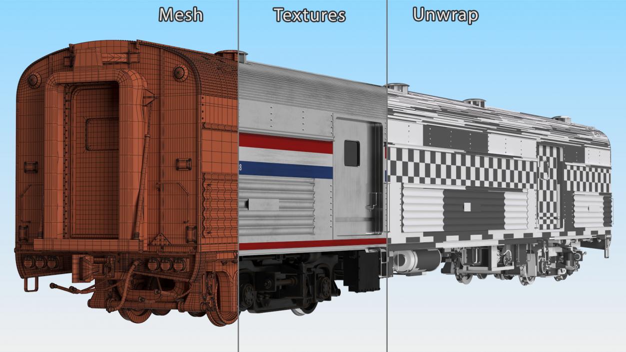 3D Amtrak Baggage Car model