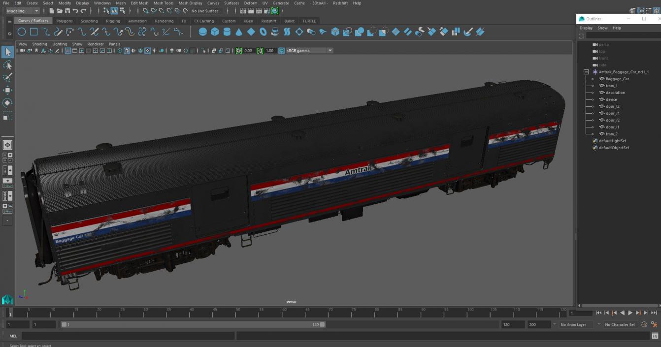 3D Amtrak Baggage Car model