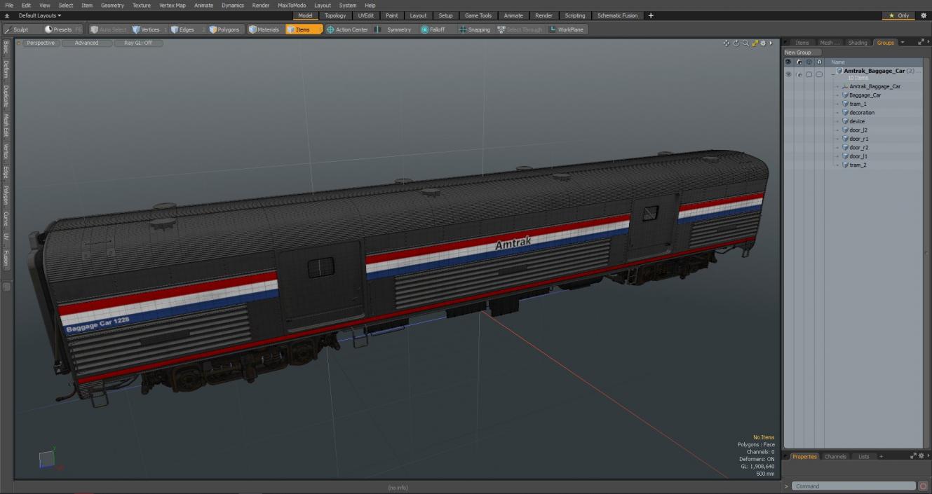 3D Amtrak Baggage Car model