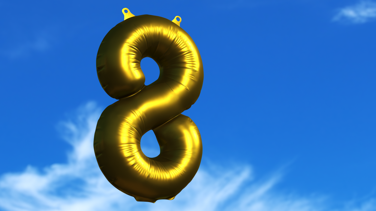 3D model Balloon Numbers Set Matte Gold