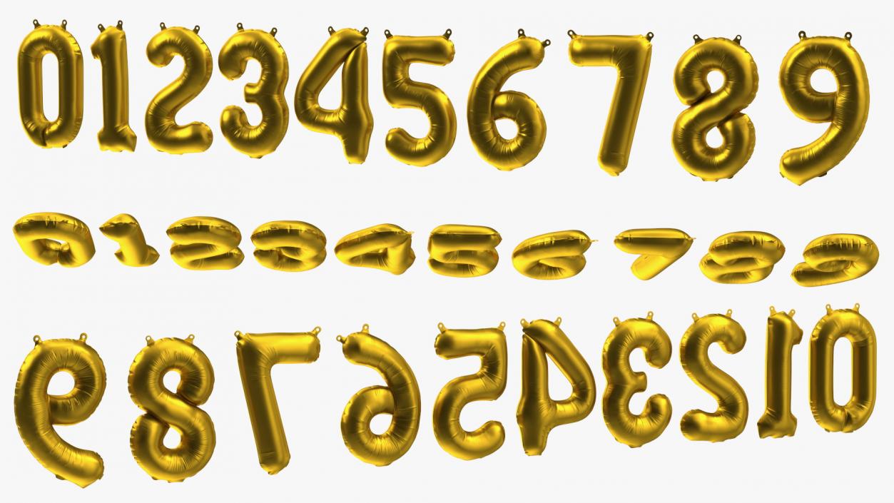 3D model Balloon Numbers Set Matte Gold