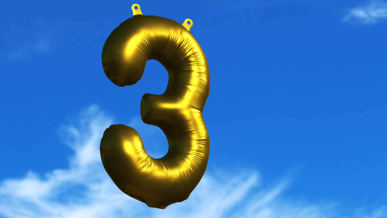 3D model Balloon Numbers Set Matte Gold