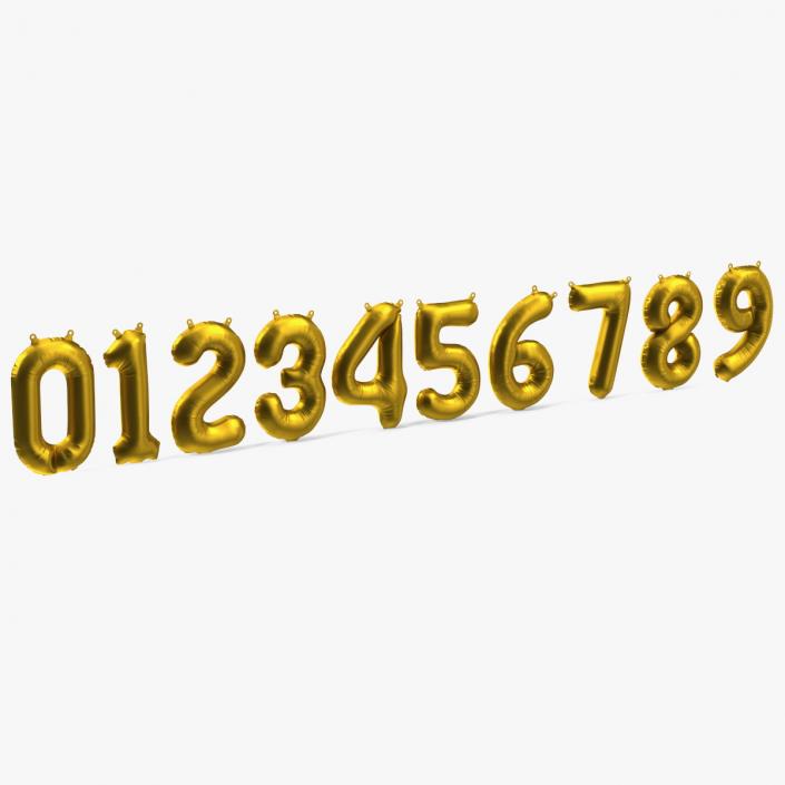 3D model Balloon Numbers Set Matte Gold