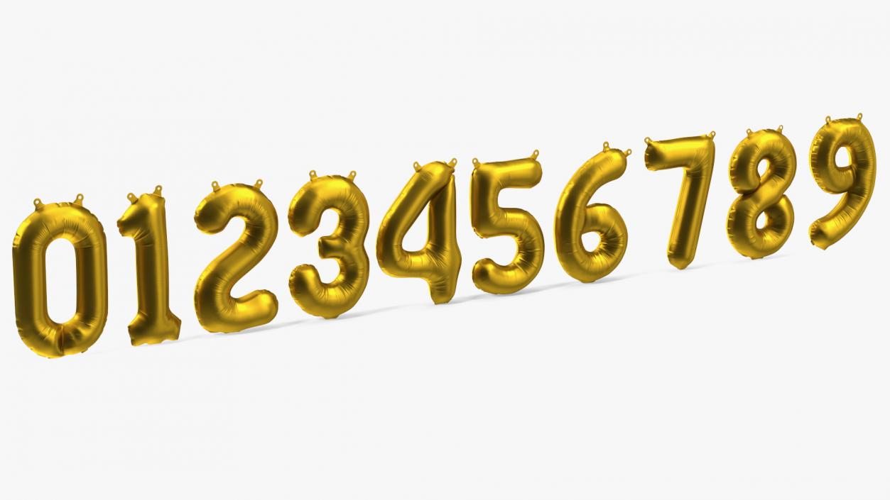 3D model Balloon Numbers Set Matte Gold