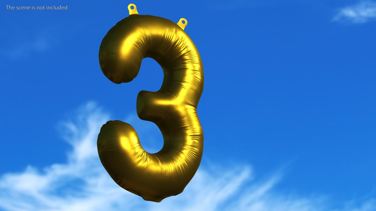 3D model Balloon Numbers Set Matte Gold