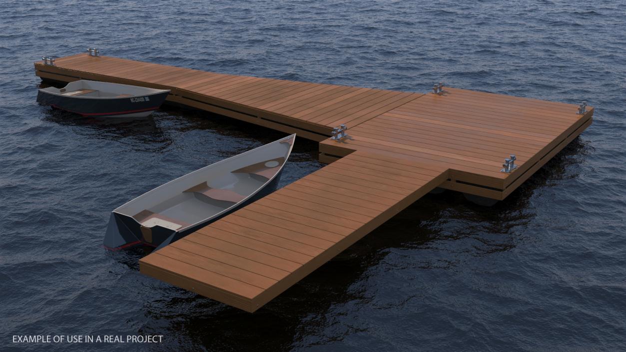 3D model Pontoon Wharf with Pedal Boats