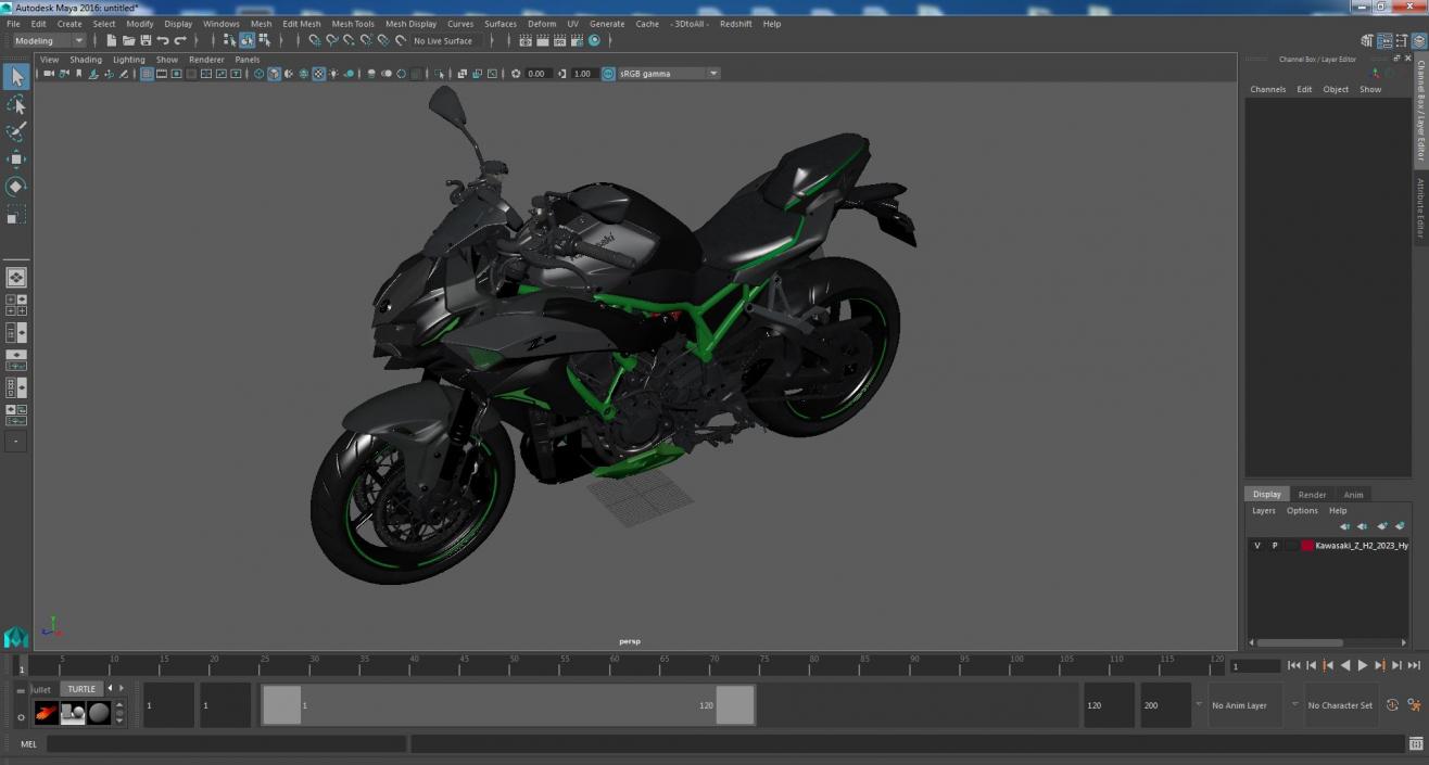 3D model Kawasaki Z H2 2023 Hypersport Motorcycle