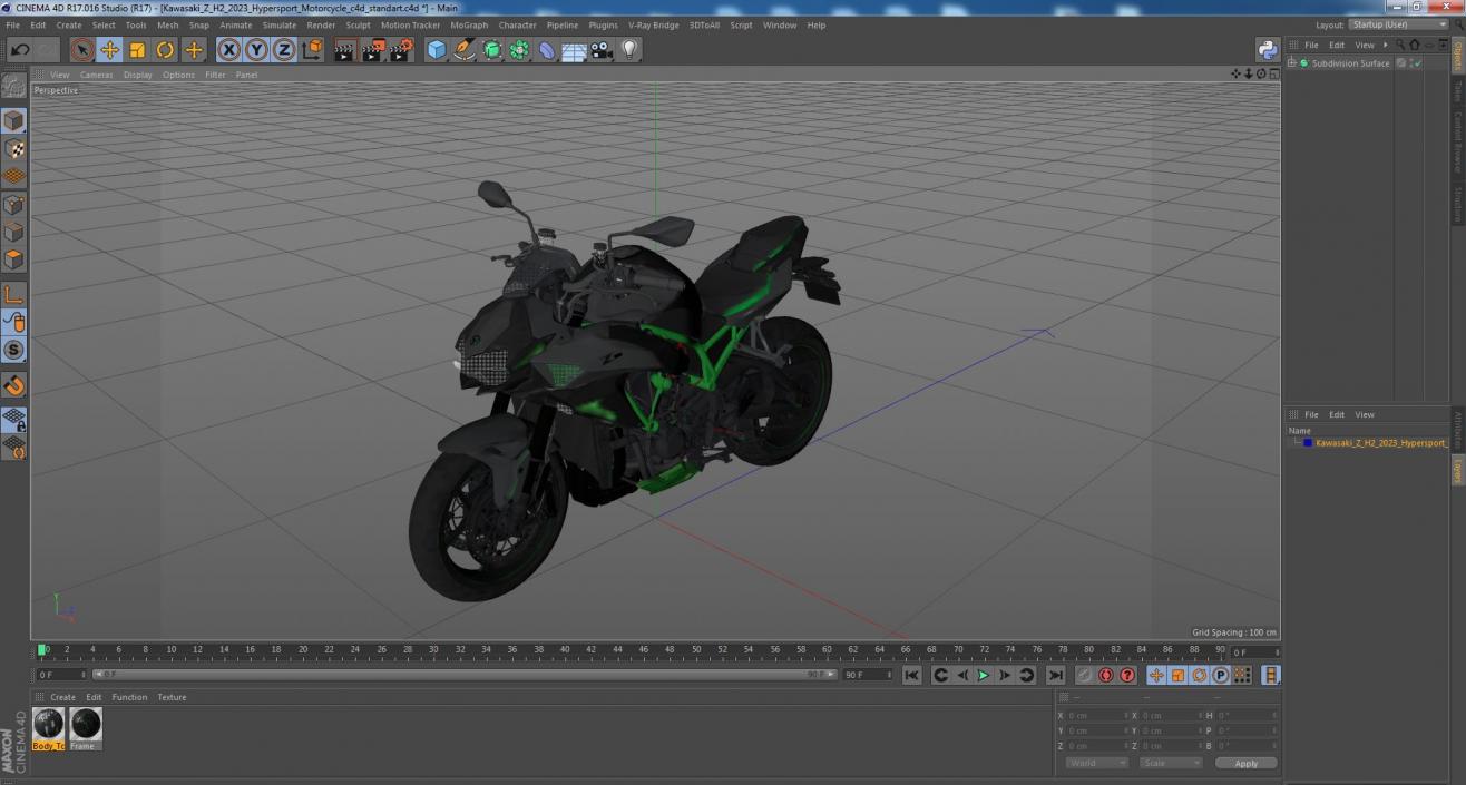 3D model Kawasaki Z H2 2023 Hypersport Motorcycle