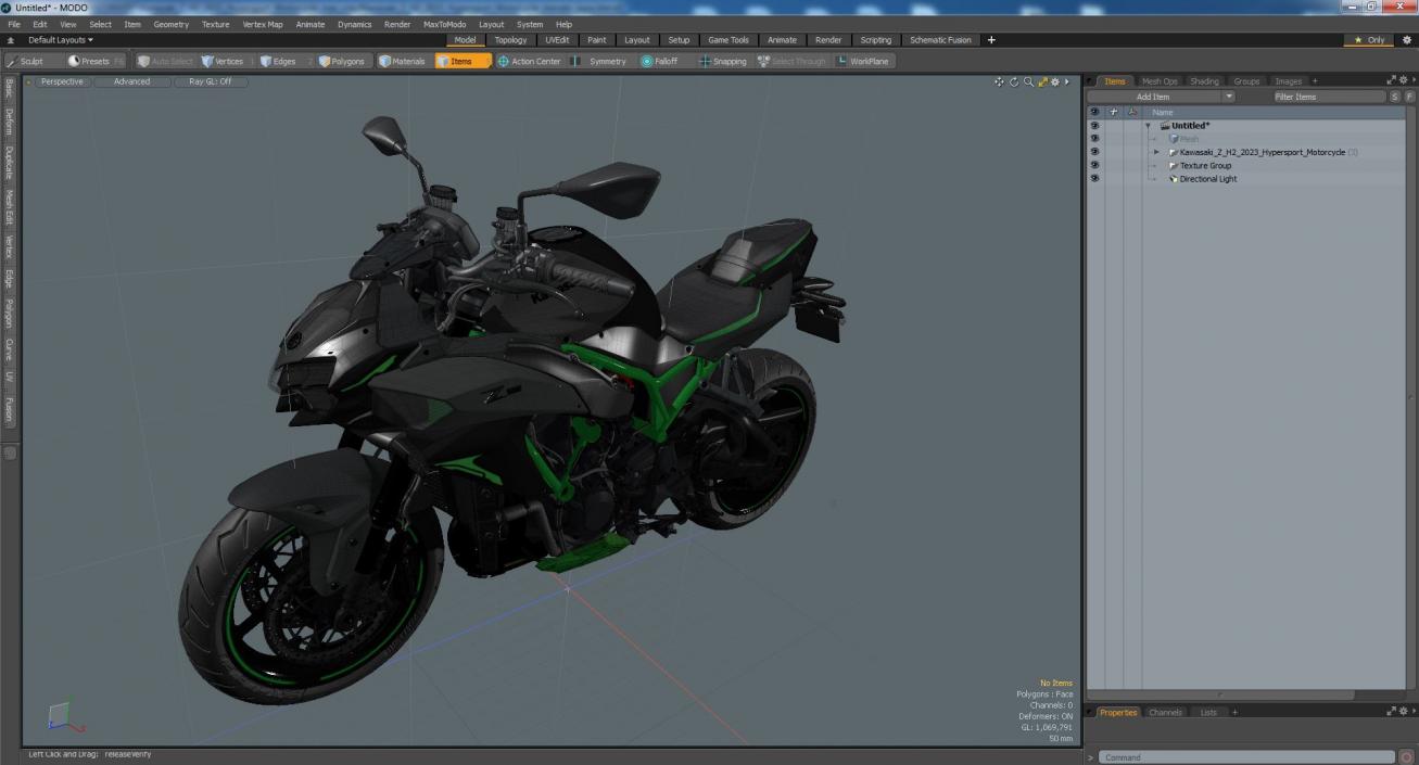 3D model Kawasaki Z H2 2023 Hypersport Motorcycle