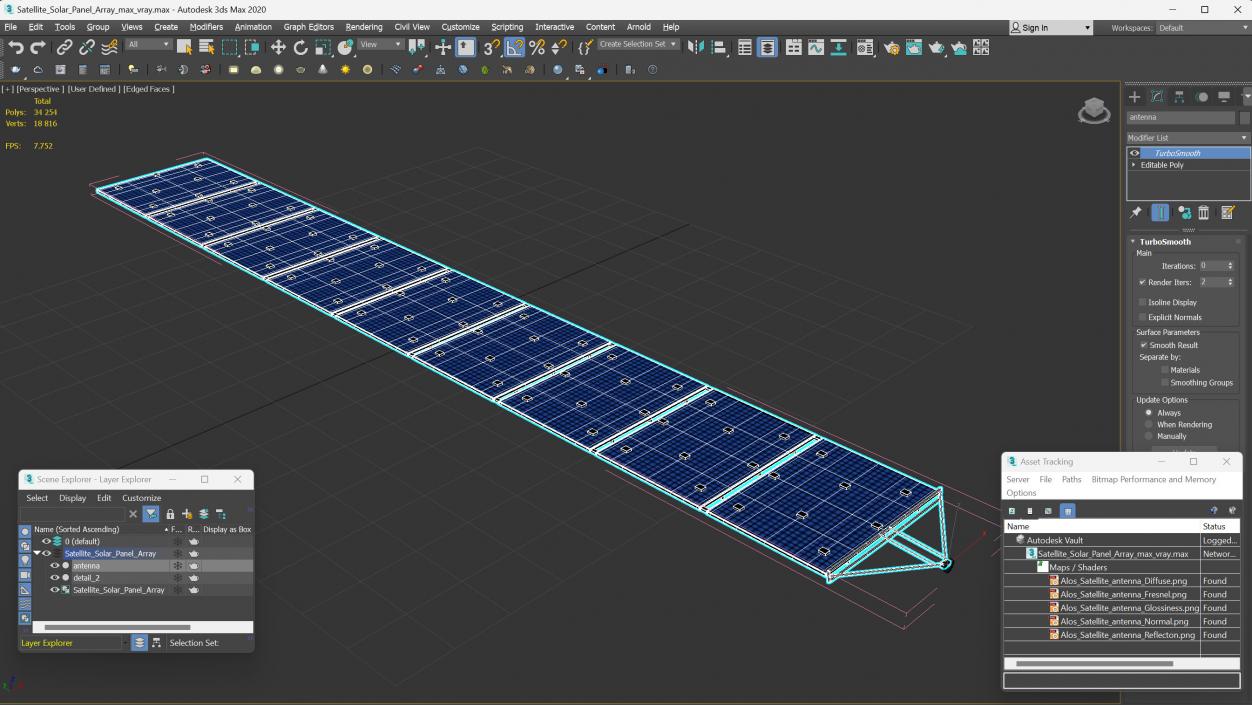 Satellite Solar Panel Array 2 3D model