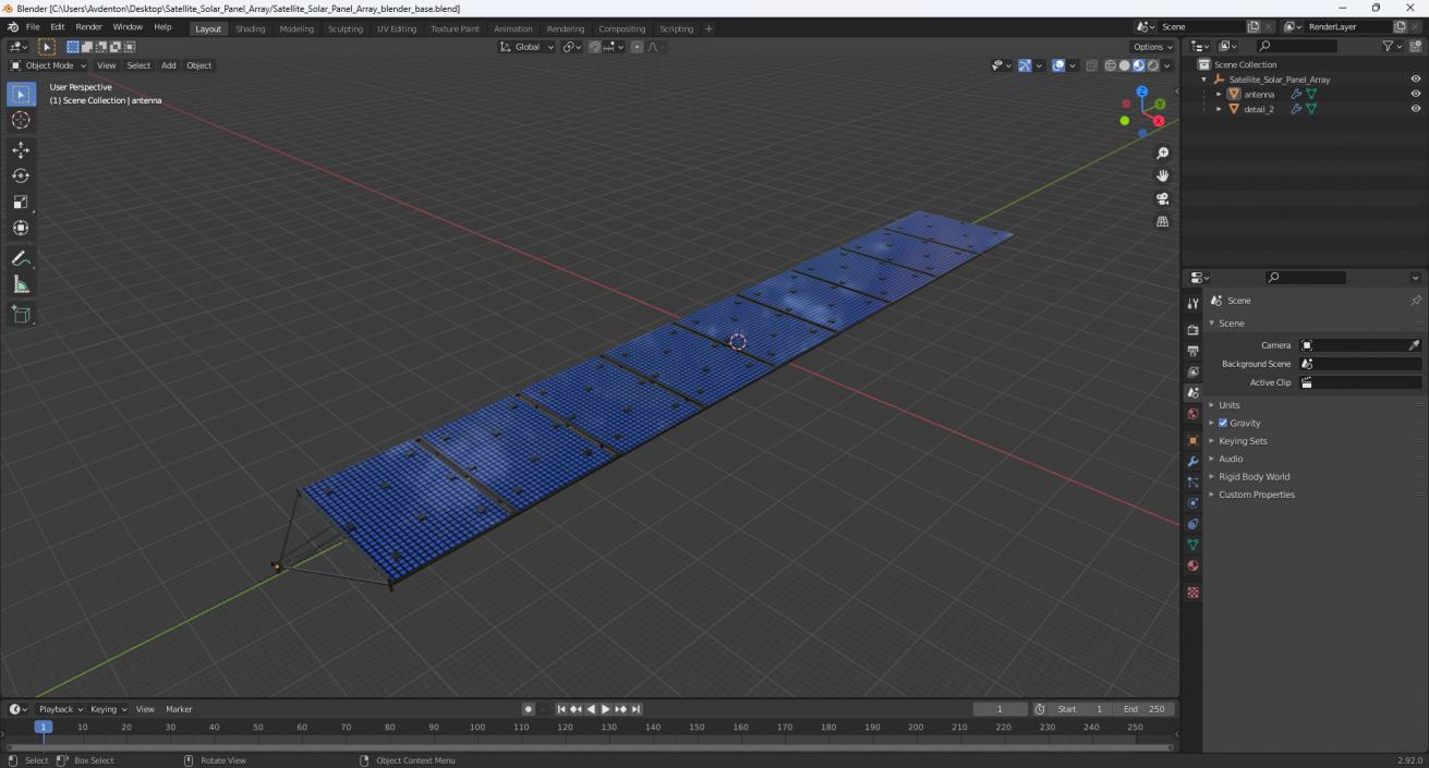 Satellite Solar Panel Array 2 3D model