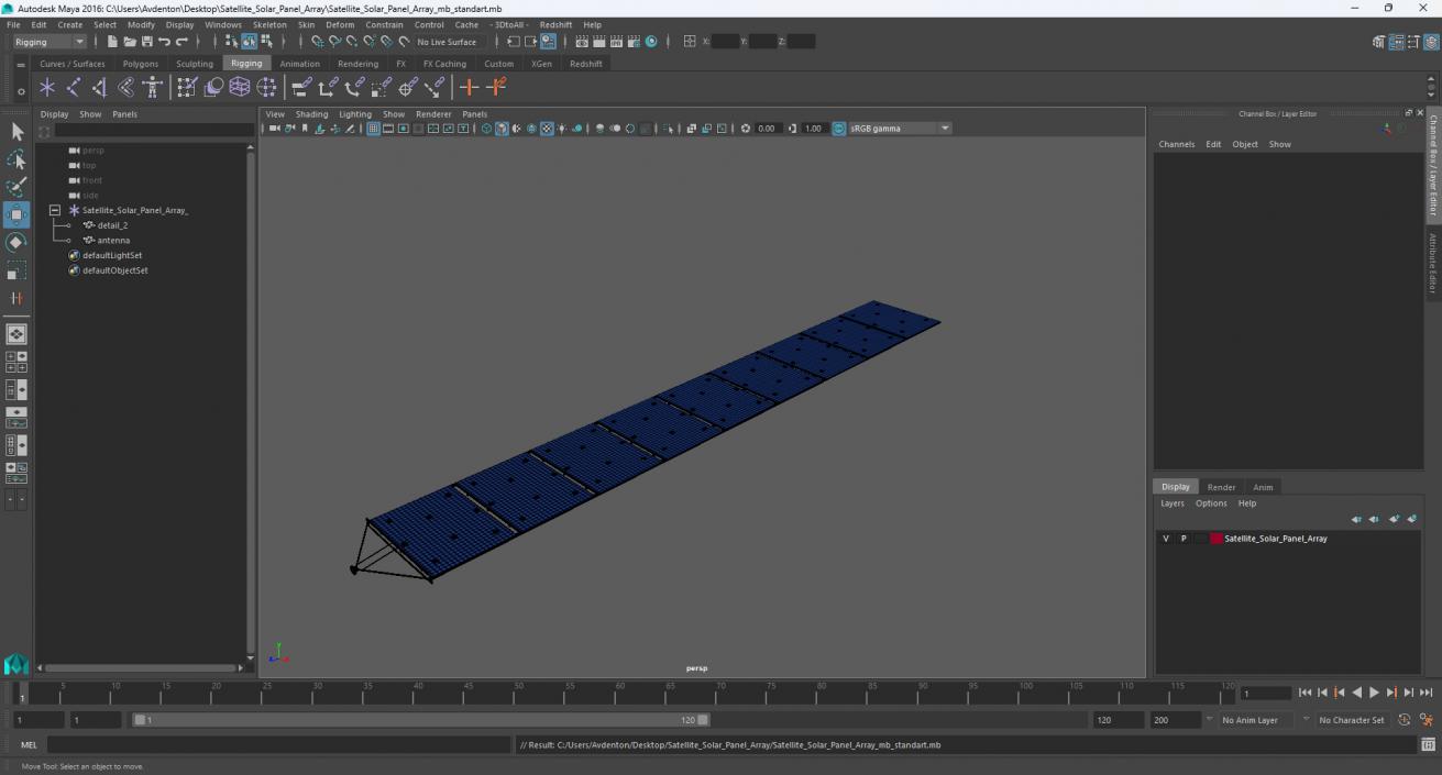 Satellite Solar Panel Array 2 3D model