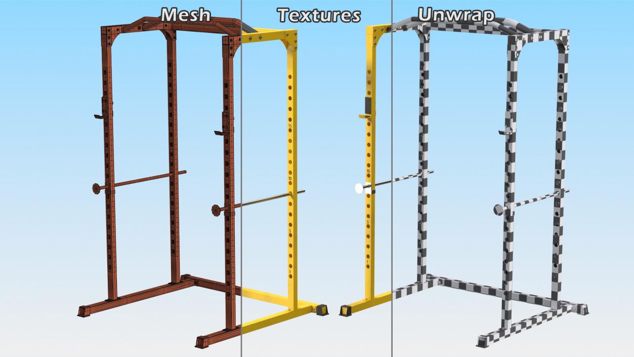 Bodycraft Power Rack Yellow 3D