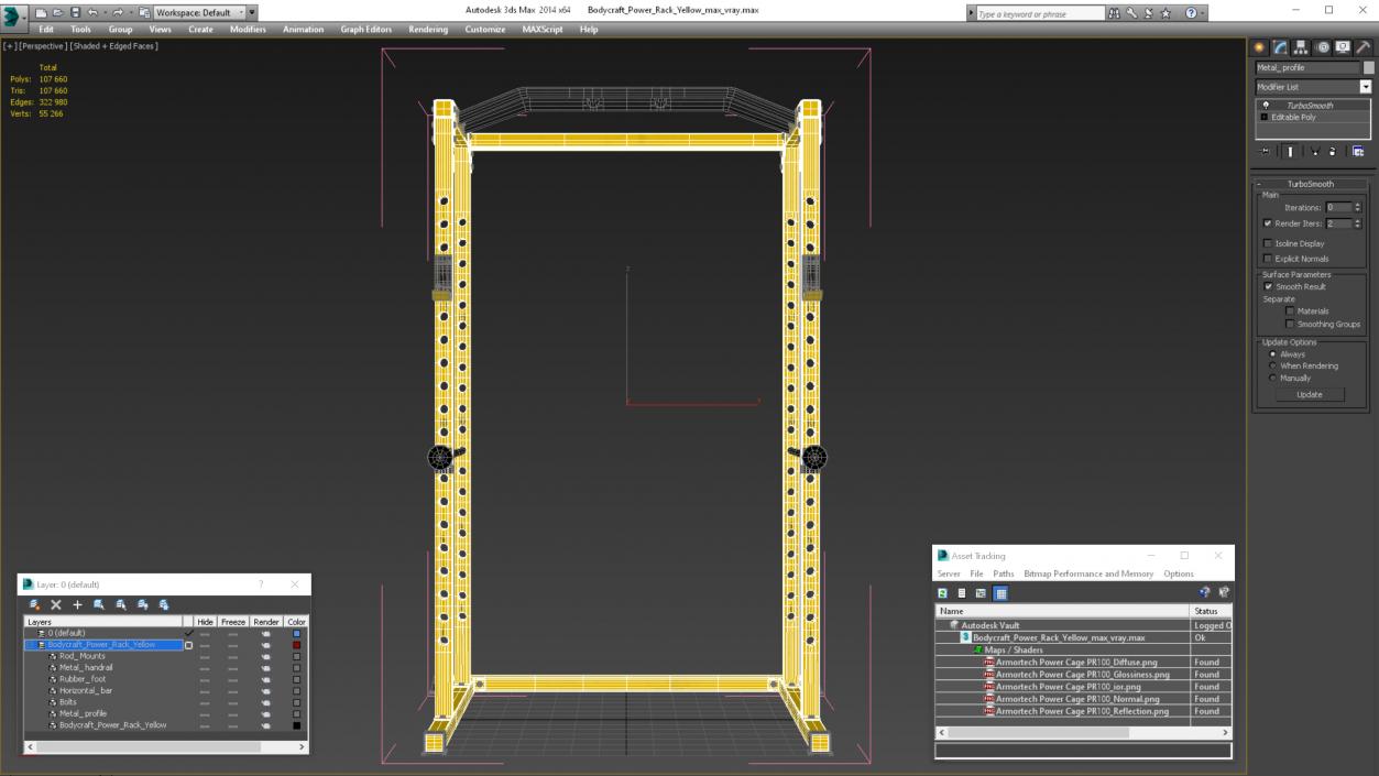 Bodycraft Power Rack Yellow 3D