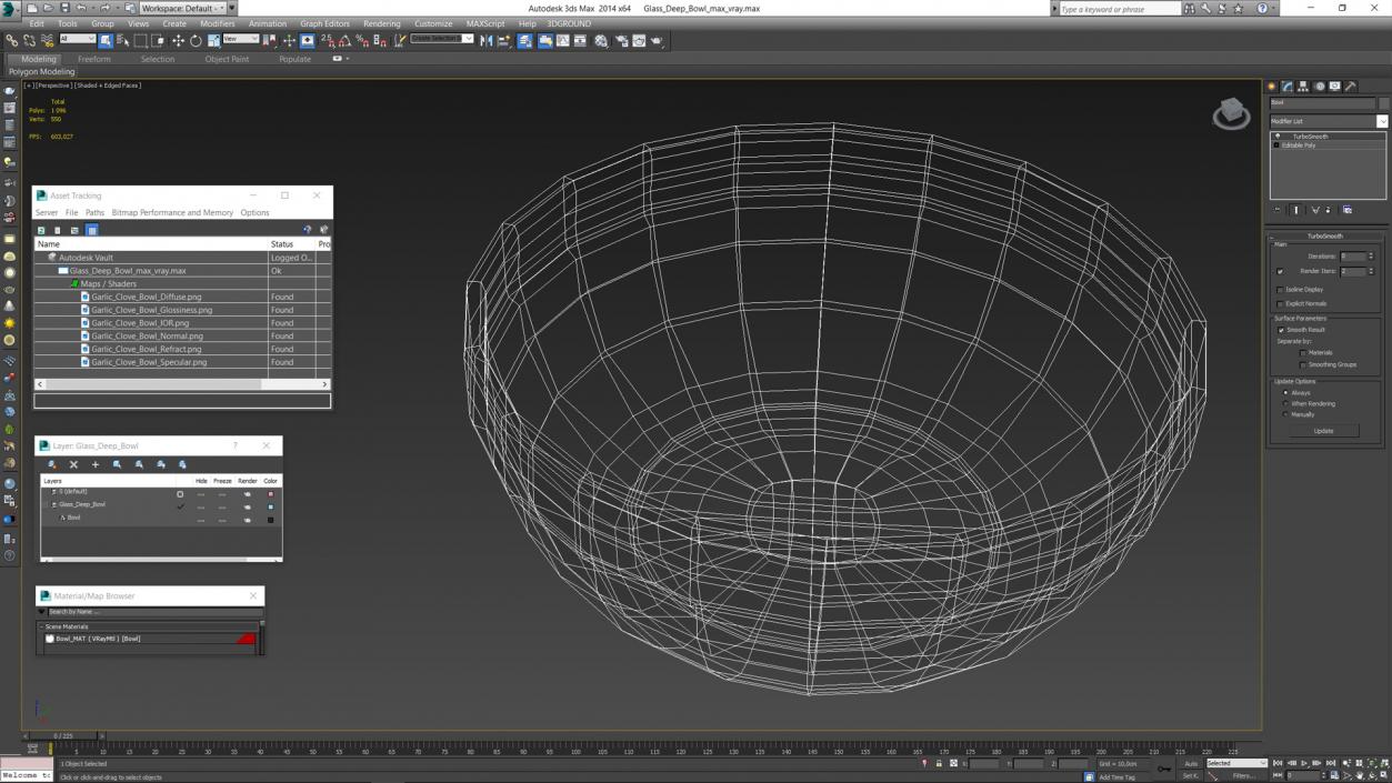 3D model Glass Deep Bowl